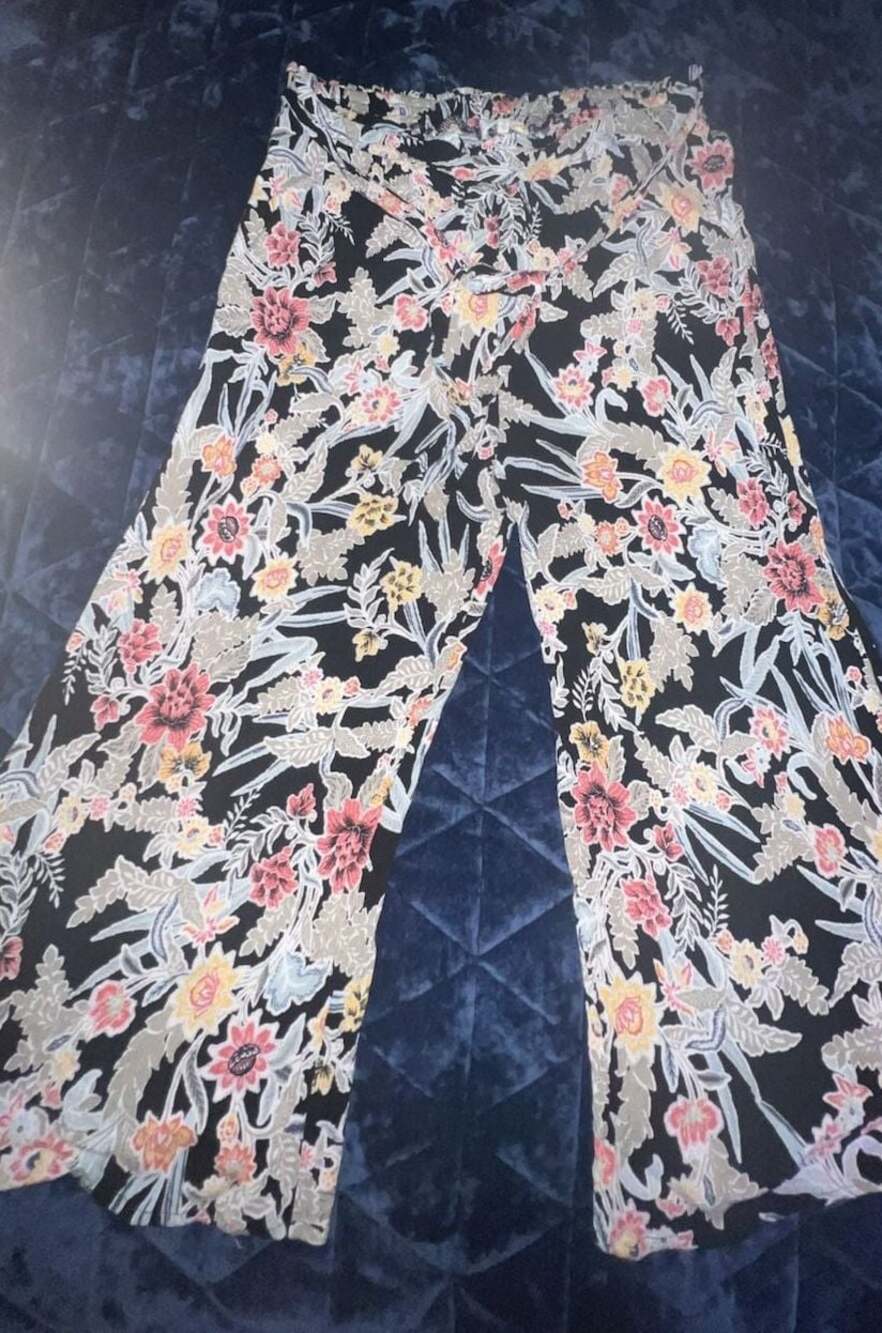 C&C California Floral Print High-Waisted Wide Leg Pants with Tie Waist